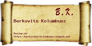 Berkovits Kolumbusz névjegykártya